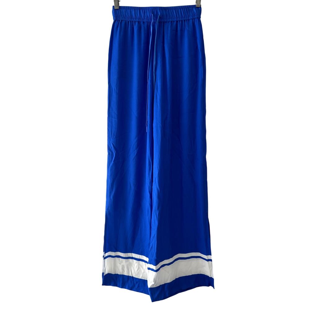 Alice & Olivia Wide Leg High Rise Pants Blue White Women's Size XS Boho NWOT